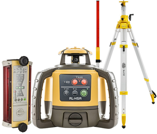 Niwelator laserowy Topcon RL-H5A (+ statyw korbowy SJJ32 + łata LS-24 + czujnik LS-B110), wiązka czerwona, zasięg 800 m