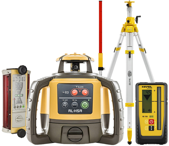 Niwelator laserowy Topcon RL-H5A Digital (+ statyw korbowy SJJ32 + łata LS-24 + czujnik LS-B110), wiązka czerwona, zasięg 800 m