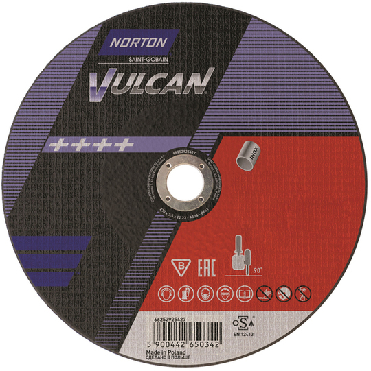 Abrasive disc for inox Norton Vulcan A46T Inox 230 x 22,23 mm