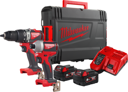 Zestaw combo Milwaukee M18 BLPP2A2-502X (+ 2x akumulator 5 Ah + ładowarka + walizka)