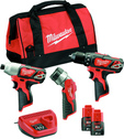 Zestaw combo Milwaukee M12 BPP3A Powerpack (+ 2x akumulator 2 Ah + ładowarka + torba + latarka led)