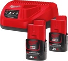 Zestaw akumulatorów 3 Ah z ładowarką Milwaukee NRG Pack M12 NRG-302