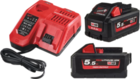 Zestaw akumulatorów 5,5 Ah z ładowarką Milwaukee NRG M18 HNRG-552