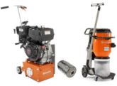 Combustion floor milling machine Husqvarna CG200 B + TCT milling drum + dry special industrial vacuum cleaner Husqvarna DE130 H