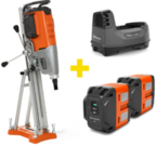 Akumulatorowa wiertnica rdzeniowa Husqvarna DM 1 PACE ze statywem DS500 (+2x akumulator, ładowarka)