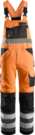 Męskie spodnie robocze Snickers odblaskowe z szelkami - Czarno-pomarańczowy