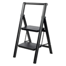 Black steel step ladder with handle Rino LAD02SSHB