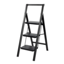Black steel step ladder with handle Rino LAD03SSHB