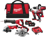 Zestaw combo Milwaukee M18 PP6B-502B Powerpack (+ 2x akumulator 5 Ah + ładowarka + torba + latarka led)