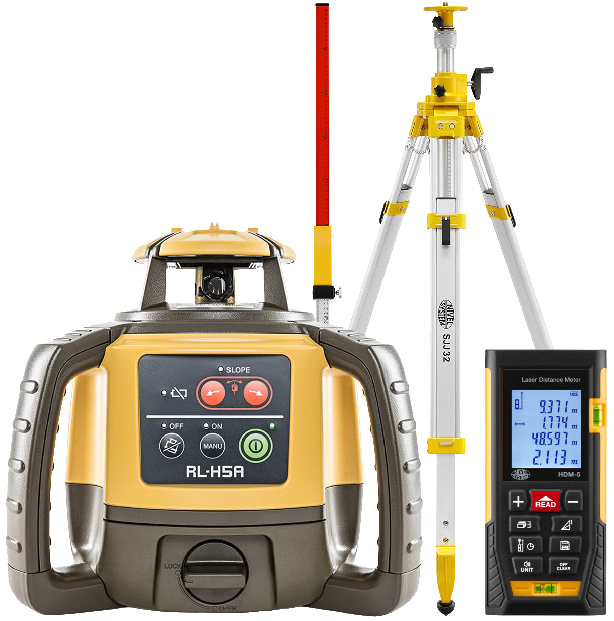 Laser level Topcon RLH5A (cranked tripod + laser stave + distance