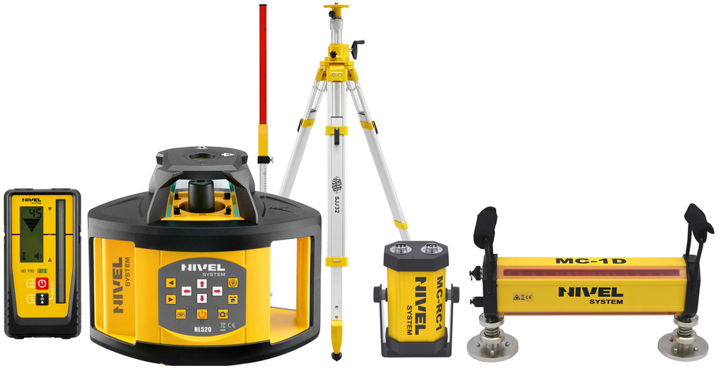 Niwelator laserowy Nivel System NL520R DIGITAL (+ statyw korbowy SJJ32 + łata LS-24 + system MC-1D), wiązka czerwona, zasięg 500 m