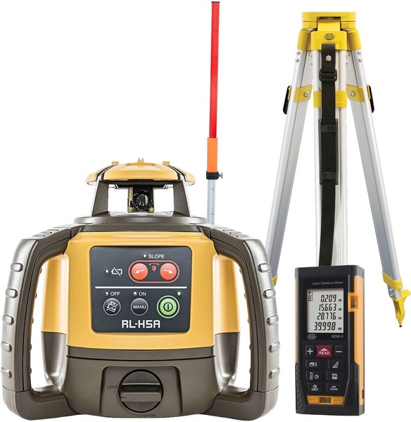 Laser level Topcon RL-H5A (+ tripod, + laser stave, + distance meter)