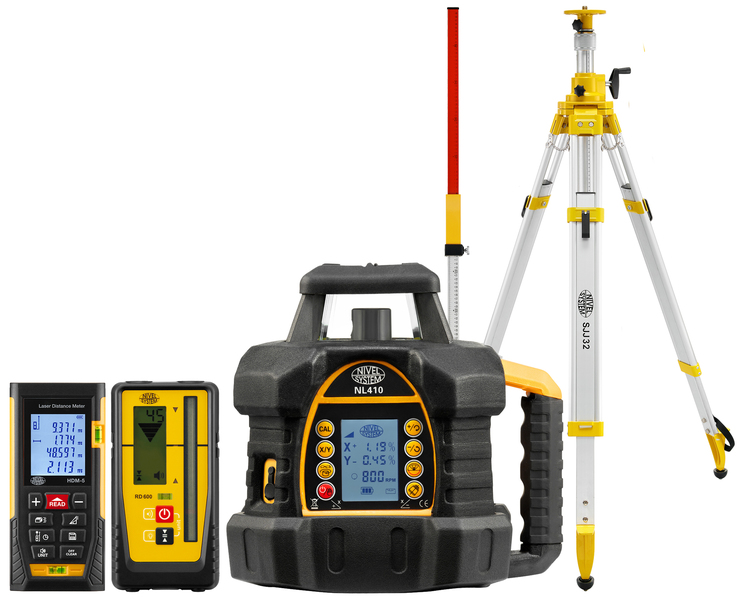 Laser level Nivel System NL410 Digital (+ cranked tripod, + laser stave, + distance meter)
