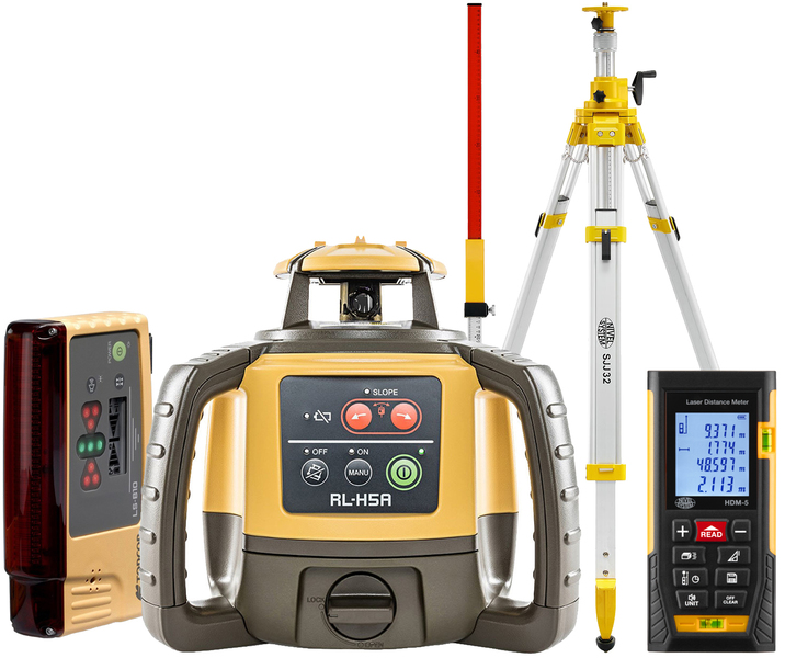 Niwelator laserowy Topcon RL-H5A (+ statyw korbowy + łata + dalmierz + czujnik LS-B10)