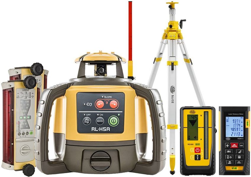 Laser level Topcon RL-H5A Digital (+ cranked tripod, + laser stave, + distance meter, + 2x LS-B110W laser sensor)