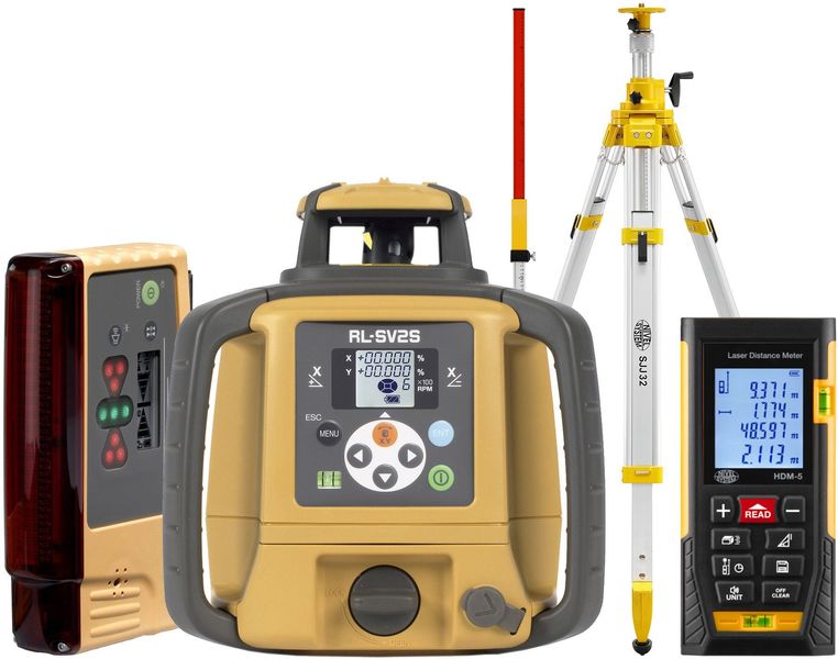 Laser level Topcon RL-SV2S (+ cranked tripod, + laser stave, + distance meter,  + LS-B10 laser sensor)