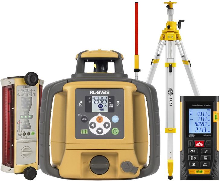 Laser level Topcon RL-SV2S (+ cranked tripod, + laser stave, + distance meter,  + LS-B110 laser sensor)