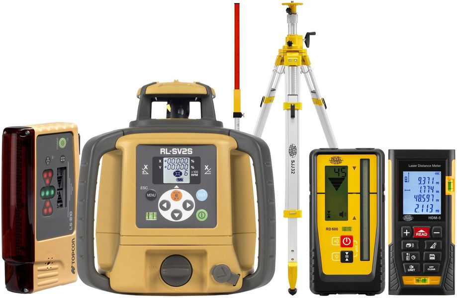Laser level Topcon RL-SV2S DIGITAL (+ craked tripod, + laser stave, + distance meter, + LS-B10 laser sensor)