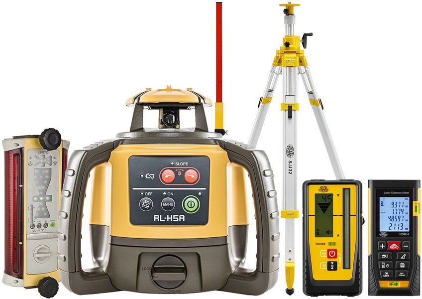 Laser level Topcon RL-H5A Digital (+ cranked tripod, + laser stave, + distance meter, + LS-B110 laser sensor)