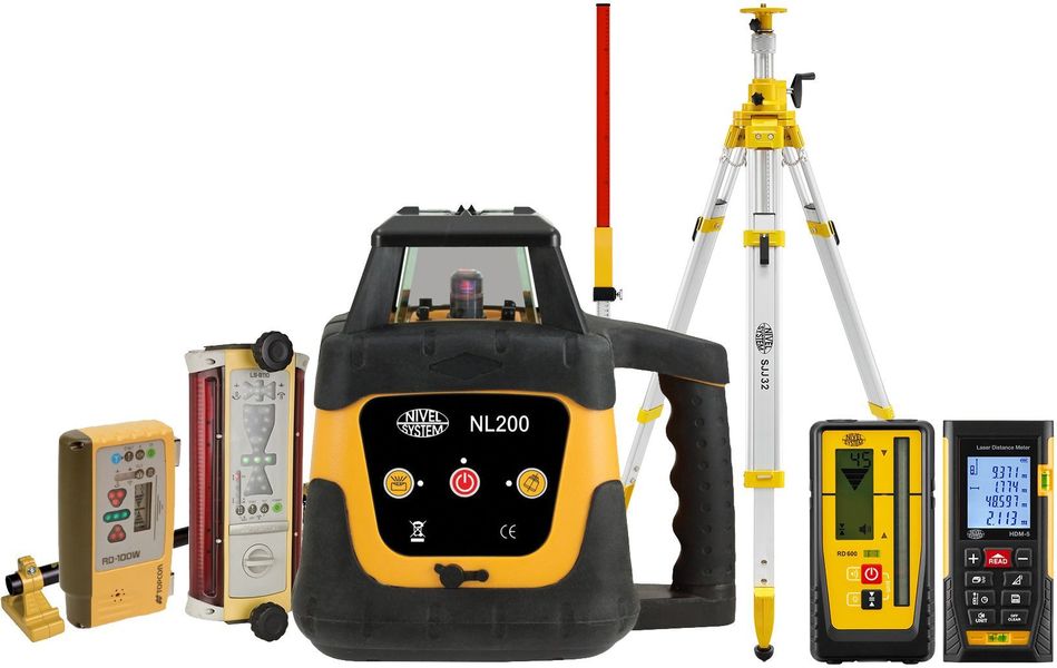 Niwelator laserowy Nivel System NL200 Digital (+ statyw korbowy + łata + dalmierz + czujnik LS-B110W PRO)