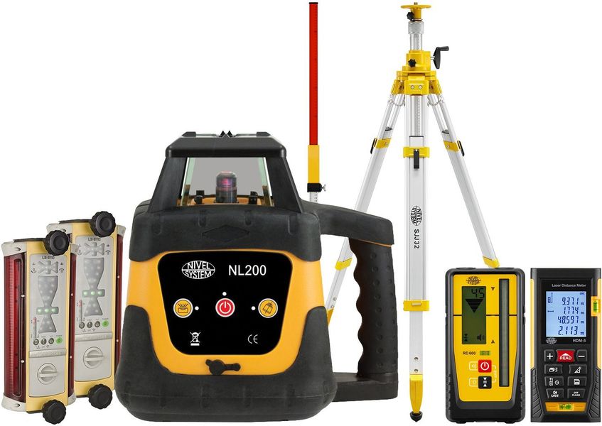 Niwelator laserowy Nivel System NL200 Digital (+ statyw korbowy + łata + dalmierz + 2x czujnik LS-B110W)