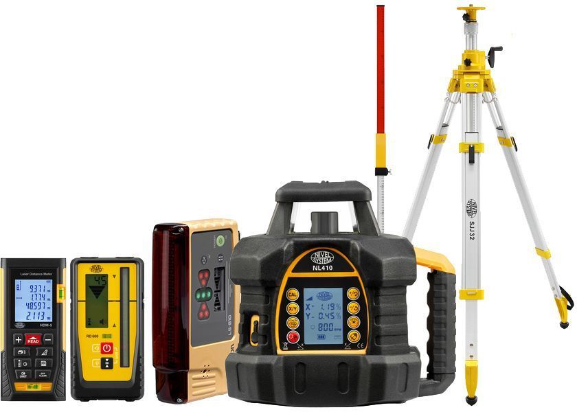 Laser level Nivel System NL410 Digital (+ cranked tripod, + laser stave, + distance meter, + LS-B10 laser sensor)
