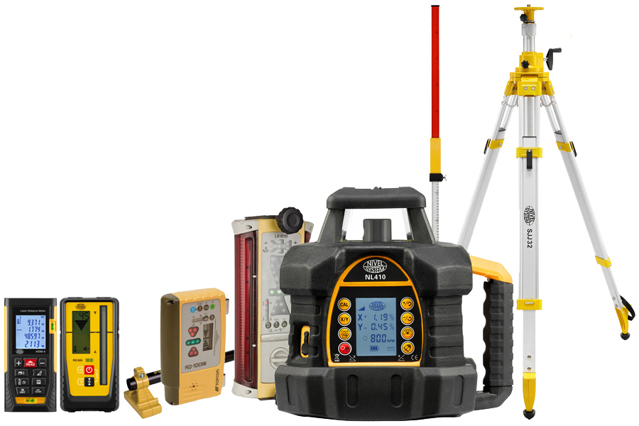 Laser level Nivel System NL410 Digital (+ cranked tripod, + laser stave, + distance meter, + LS-B110W PRO laser sensor)
