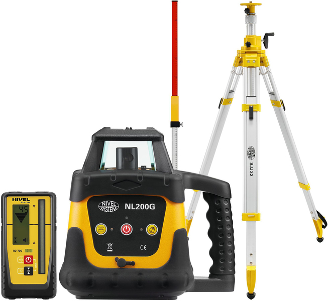 Laser level Nivel System NL200G DIGITAL (+ cranked tripod, + laser stave)