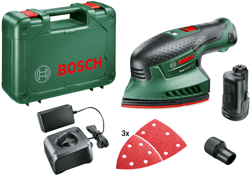 Orbital sander Bosch EasySander 12 V (+ 2x battery 2.5 Ah + charger)