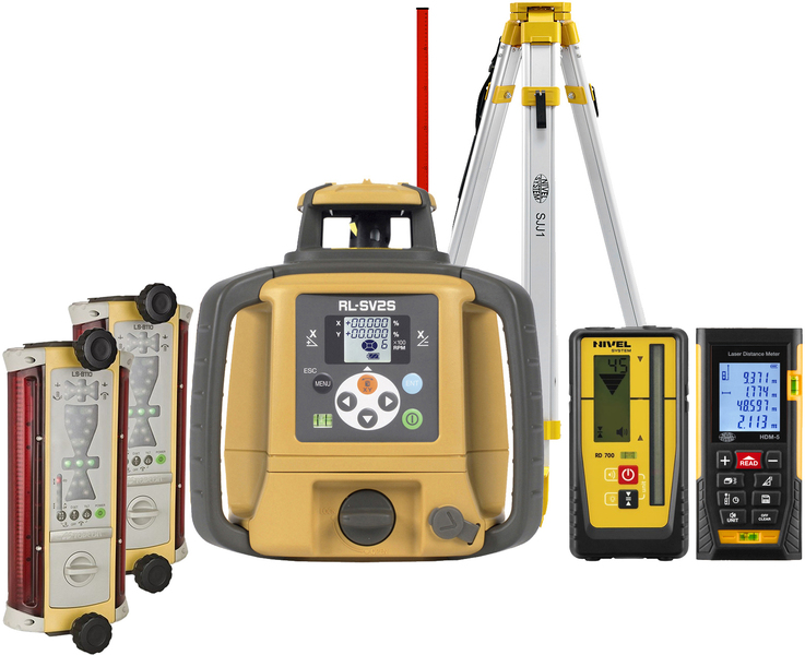 Laser level Topcon RL-SV2S DIGITAL (+ tripod + laser stave + distance meter + 2x laser sensor)