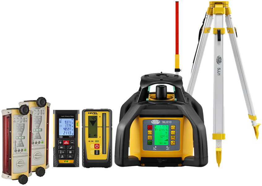 Laser level Nivel System NL610 Digital (+ tripod + laser stave + distance meter + 2x laser sensor)