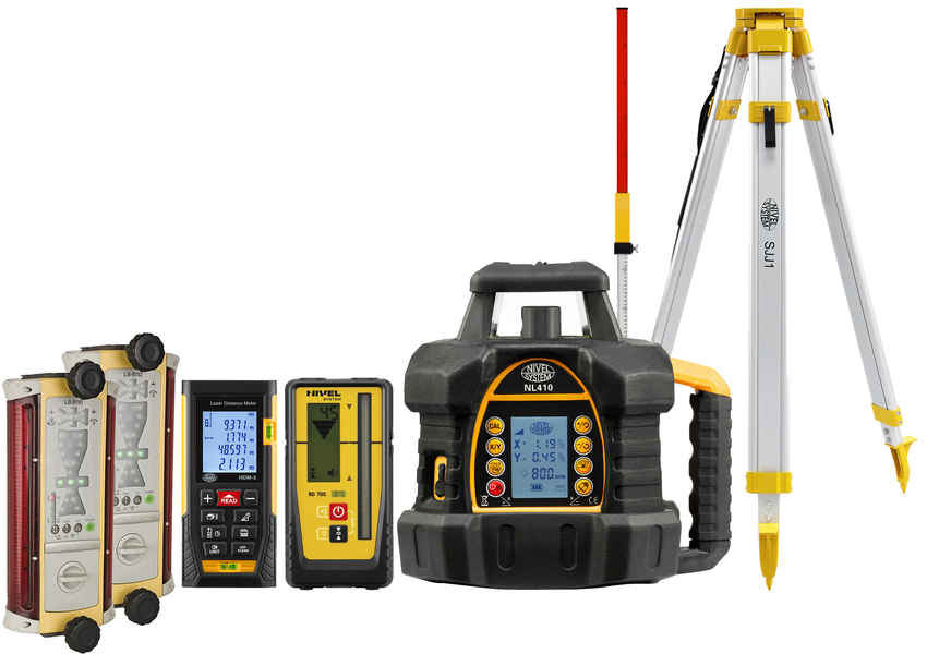 Laser level Nivel System NL410 Digital (+ tripod + laser stave + distance meter + 2x laser sensor)
