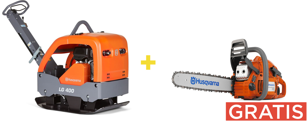 Reversible vibratory plate Husqvarna LG400 Honda + chainsaw 445 Mark II
