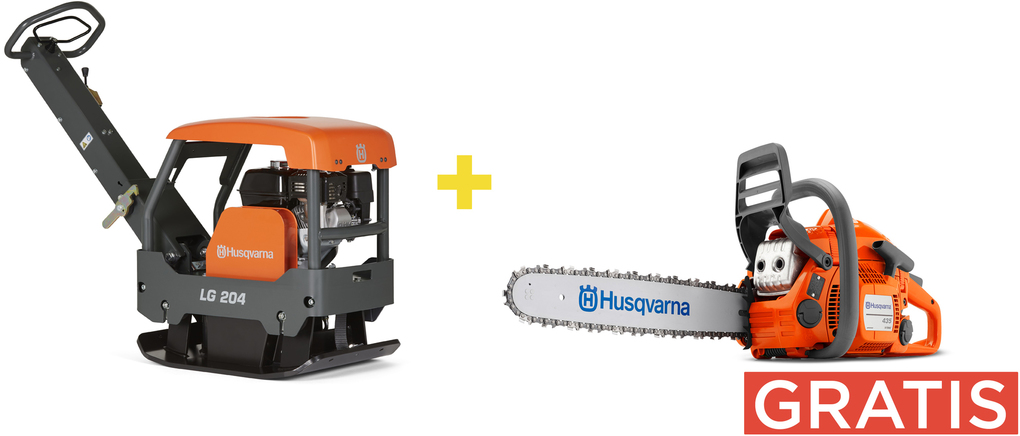 Reversible vibratory plate Husqvarna LG204 Honda 500 mm + chainsaw 435 Mark II