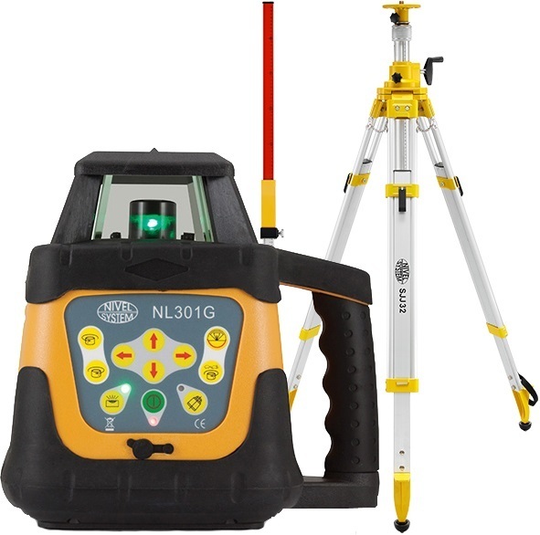 Laser level Nivel System NL301G (+ cranked tripod, + laser stave)