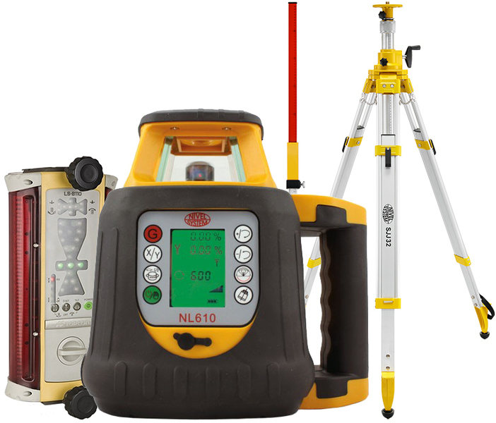 Laser level Nivel System NL610 (+ cranked tripod, + laser stave, + LS-B110 laser sensor)