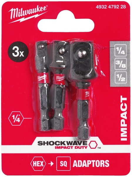 Zestaw adapterów do nasadek udarowych Milwaukee Shockwave Impact Duty (3 sztuki)