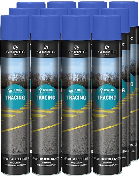 Blue aerosol line paint Soppec TRACING 750 ml (12 pieces)