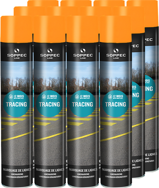 Orange aerosol line paint Soppec TRACING 750 ml (12 pieces)