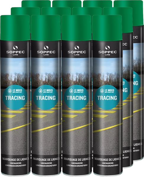 Green aerosol line paint Soppec TRACING 750 ml (12 pieces)