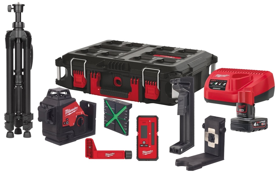 Battery cross laser Milwaukee M123PLKIT 401P tripod TRP120