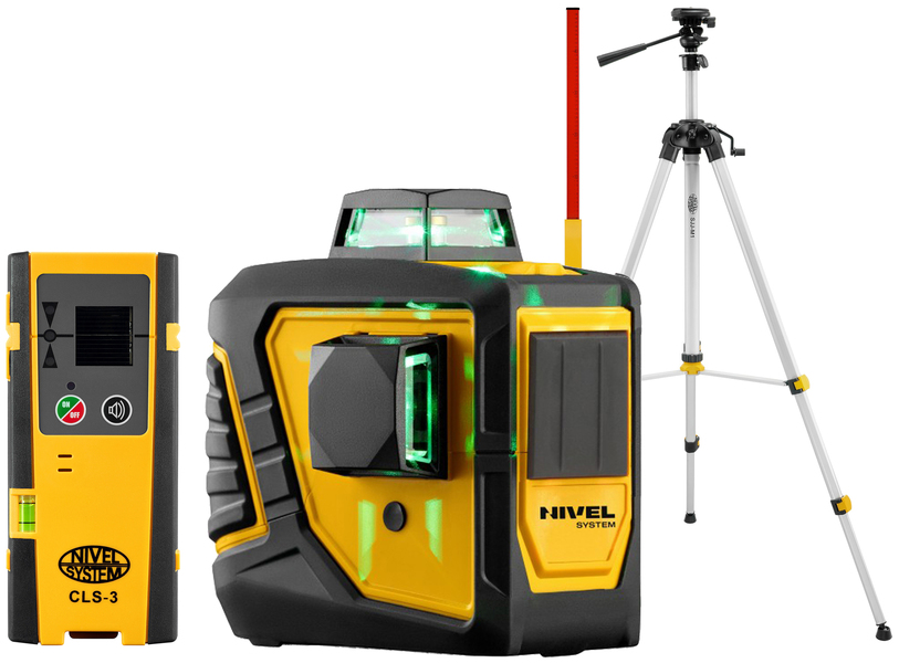 Multi-purpose cross laser Nivel System CL2D-G (+ tripod + laser stave + laser sensor CLS-3)