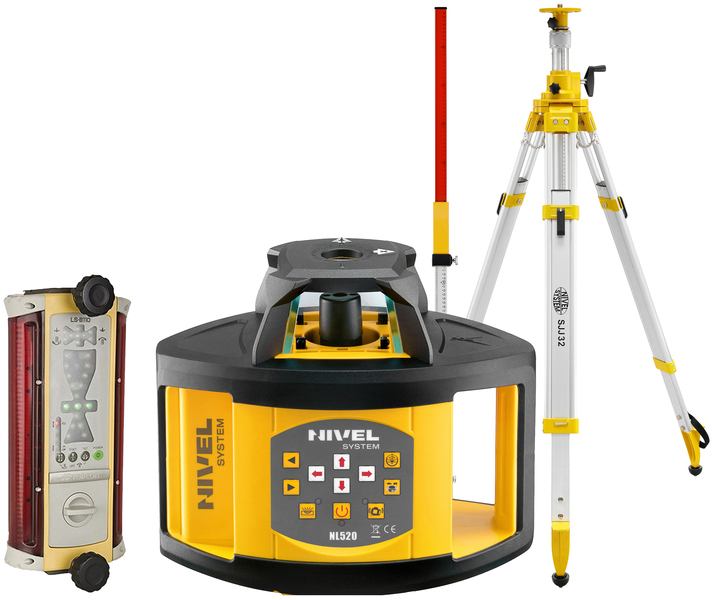 Laser level Nivel System NL520 (+ cranked tripod + laser stave + laser sensor)