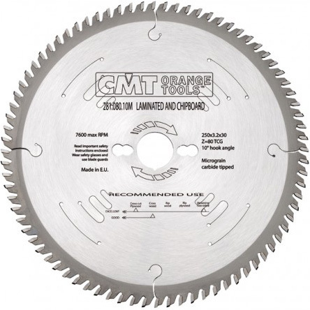 Saw blade for laminated boards CMT Orange Tools HM (D 250 mm, F 30 mm, Z 80)