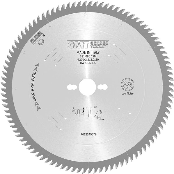 Saw blade for laminated boards CMT Orange Tools HM (D 300 mm, F 30 mm, Z 96, A 10°)