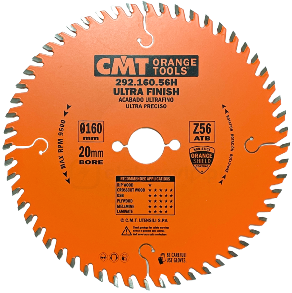Tarcza tnąca do drewna CMT Orange Tools HM (D 160 mm, F 20 mm, Z 56, A 15°)