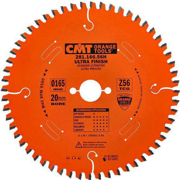 Saw blade for laminated boards CMT Orange Tools HM (D 160 mm, F 20 mm, Z 56)