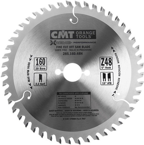 Saw blade for wood CMT Orange Tools HM (D 160 mm, F 20 mm, Z 48)
