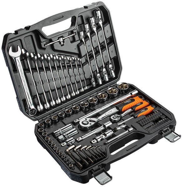 Socket wrench set Neo Tools 1/2", 1/4" (77 pcs)