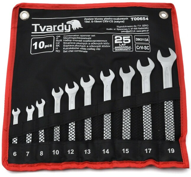 Combination wrench set Geko T00654 (10 pcs)